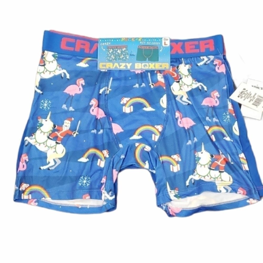 𝅺2 PACK SANTA UNICORN FLAMINGO BOXER BRIEFS